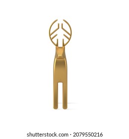 Front view luxury jewellery bright golden nordic deer horns Christmas tree decorative design 3d realistic vector illustration. Fairy tail winter character Santa Claus assistant Xmas celebrate isolated