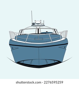 Front view luxury yacht vector illustration.