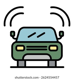Front view machine icon. Outline front view machine vector icon color flat isolated