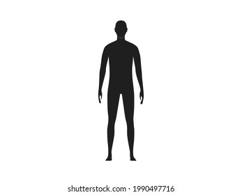 Front view of a male human body silhouette