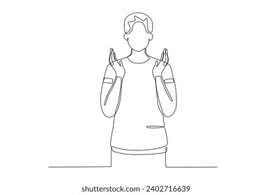 Front view of a man applauding. Applause one-line drawing