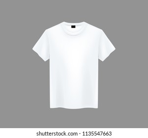 Front view of men's white t-shirt Mock-up on dark background. Short sleeve T-shirt template on background.