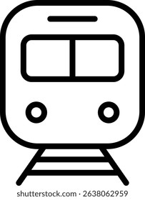 Front View Metro Train Drawing with Emphasized Lines