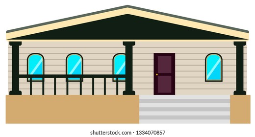 Front view of a modern house. Vector illustration design