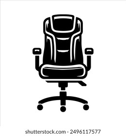 Front view modern office chair silhouette on white background. Office chair icon sign vector illustration design.