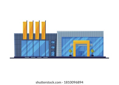 Front View Modern Retail Store, Shopping Center Building, Urban Architecture Design Element Flache Vektorgrafik