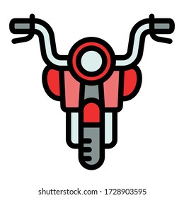 Front view moto icon. Outline front view moto vector icon for web design isolated on white background