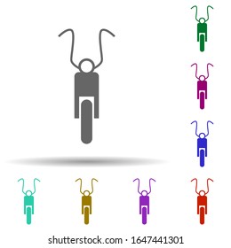 Front view motorbike, transport in multi color style icon. Simple glyph, flat vector of transport icons for ui and ux, website or mobile application