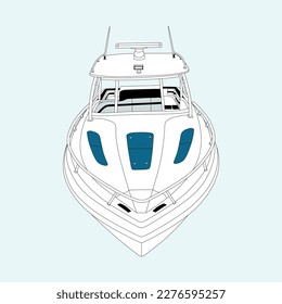 Front view motor-boat vector illustration. Printable on t-shirt and various object.