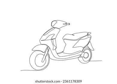 Front view of a motorcycle. Motorcycle one-line drawing