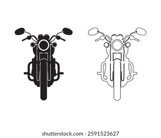Front View Motorcycle Vector and Line Art, High Quality Bike Illustration