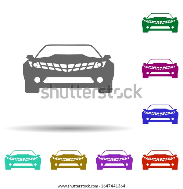 Front view muscle car in multi color style
icon. Simple glyph, flat vector of transport icons for ui and ux,
website or mobile
application