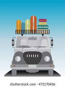Front view of Old Pick up Truck Vector Illustration