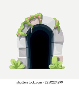 front view on abandoned medieval tunnel entrance