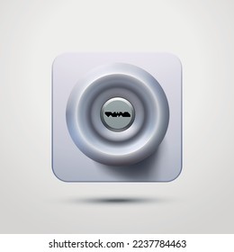 front view on steel realistic door knob