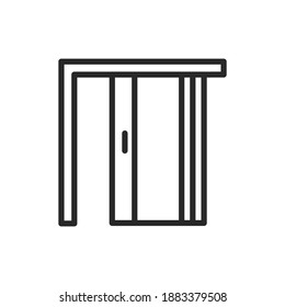 Front view open folding doors color line icon. Isolated vector element.