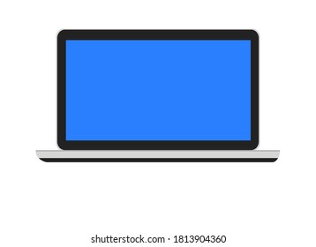 Front view of an open laptop isolated on white