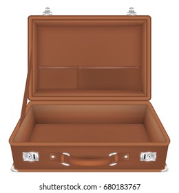front view of open suitcase travel bag