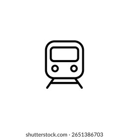 Vista frontal do traçado de um trem de metrô nas pistas, simbolizando o trânsito urbano e os sistemas de metrô.