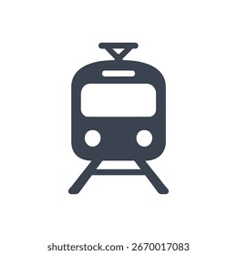 Icono Del Tren De Pasajeros De La Vista Delantera Aislado Sobre Fondo Blanco 
