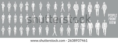 Front of view people architectural vector illustration	
