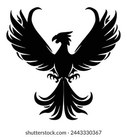 Front View Phoenix Bird silhouette Design for symbolizes immortality uses
