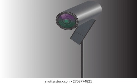 Front view of photo camera lens isolated on white background. Vector illustration
