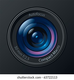 Front View of Photo Camera Lens. Vector Illustration