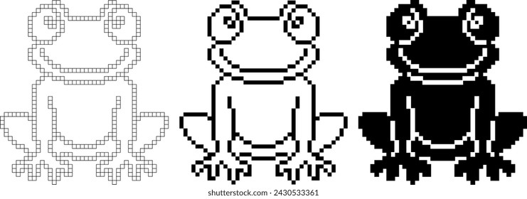 front view pixel art frog icon