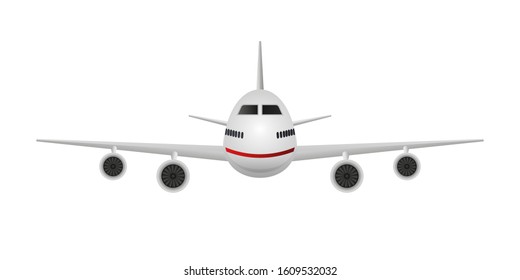 Front view of a plane. Vector illustration.