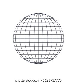 Front view of planet earth. globe grid. latitude and longitude. wire globe icon. symbol of global social. 3D vector illustration