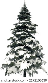 Front view of Plant (Pine Snowy Tree Winter 2) Tree illustration vector	