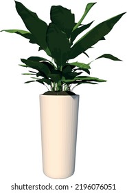 Front view of Plant (Pot with Plant ) Tree illustration vector