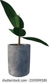 Front view of Plant (Potted Vase with Indoor Plant 1) Tree illustration vector	