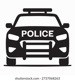 Front View Police Car with Push Bumper Vector 