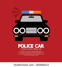 Front View Of Police Car Vector Illustration