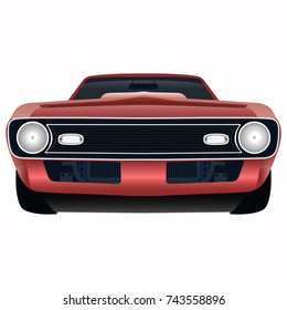 Front view of the powerful red car vector illustration