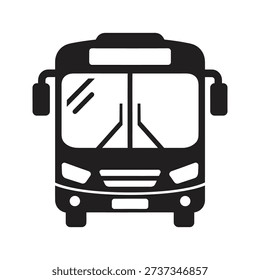 Front view of public transport bus vehicle used for city transit school transportation commuting travel passenger carriage traffic automotive icon