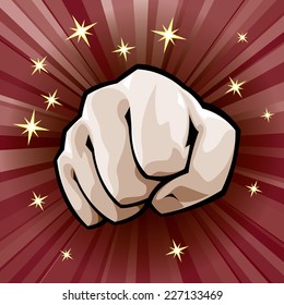 Front view punching fist. Eps8. CMYK. Organized by layers. Global colors. Gradients free.