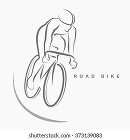 Front View Of Racing Bicycle Hand Draw Logo On Gray Background.(EPS10 Art Vector)