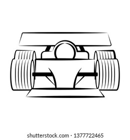 Front view of a racing car sketch. Vector illustration design