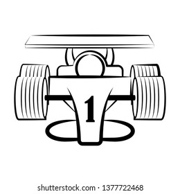 Front view of a racing car sketch. Vector illustration design