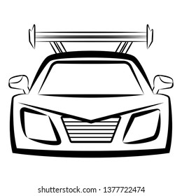Front view of a racing car sketch. Vector illustration design
