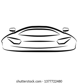 Front view of a racing car sketch. Vector illustration design