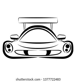 Front view of a racing car sketch. Vector illustration design
