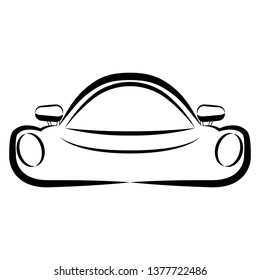 Front view of a racing car sketch. Vector illustration design