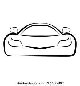 Front view of a racing car sketch. Vector illustration design