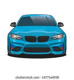 Front view realistic small sedan sport car vector