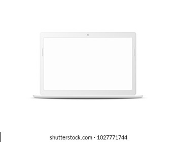 Front view of realistic white laptop,Vector Mockup style.