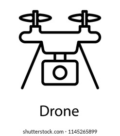 Front view remote aerial drone with a camera taking photograph or video recording 